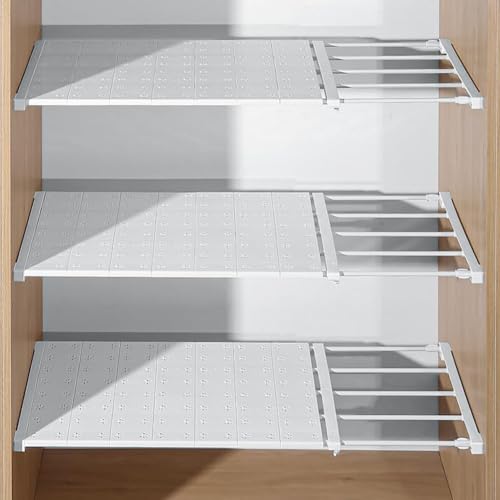 No Drilling Extendable Closet Shelf,Adjustable Metal Layered Separator Shelves DIY Divider Storage Rack for Bedroom Kitchen Wardrobe Cupboard Cabinet,1 Pack (13.8'' Wide,28.7''-49.2'' Long) - size: 28.7''-49.2'' Long