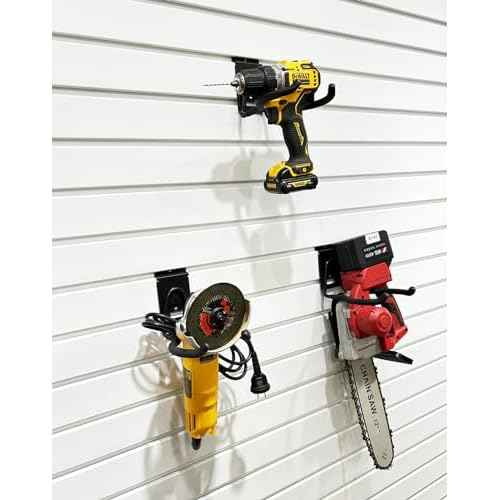 Power Tool Organizer for Slatwall, Garage Hooks for Hanging Yard Tools, Anti-Slip Weedeater Rack and Trimmer Holder, Versatile Slat Wall Drill Holder, 620 Series Slatwall Hooks