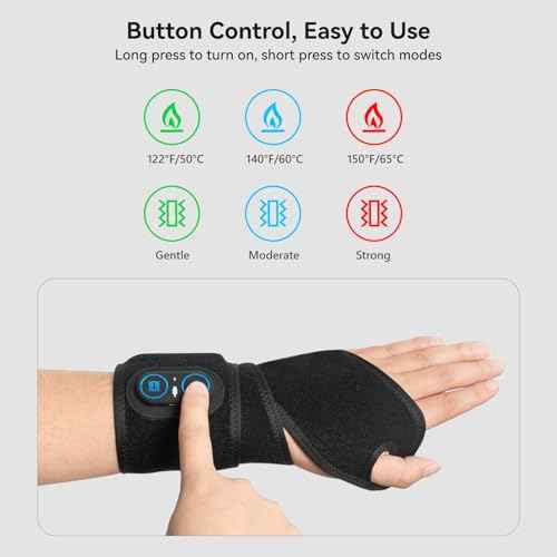 Yabuu Cordless Wrist Hand Heating Pad Massage for Carpal Tunnel With 3000mAh Battery,Hand Arthritis,Wrist Pain Relief,Heat Wrap Pad,Vibration and Adjustable Heat Settings Hot Therapy Gifts for Mom/Dad