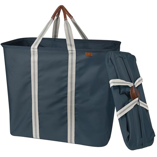 CleverMade Collapsible Laundry Caddy – Foldable Laundry Hamper & Tote, XXL 64L Pop-Up Laundry Basket with Handles, Space-Saving Laundry Organizer for Home & Travel, 2 Pack - LUXE Navy Noir - color: LUXE Navy Noir