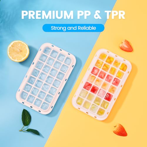 PHINOX Ice Cube Tray with Lid and Bin, 3 Pack Plastic Ice Cube Tray Molds, 84 pcs Ice Trays for freezer, Chilling Drinks, Whiskey & Cocktails, with Ice Container and Ice Scoop, BPA-Free - color: Pink, size: 0.8"-3tier