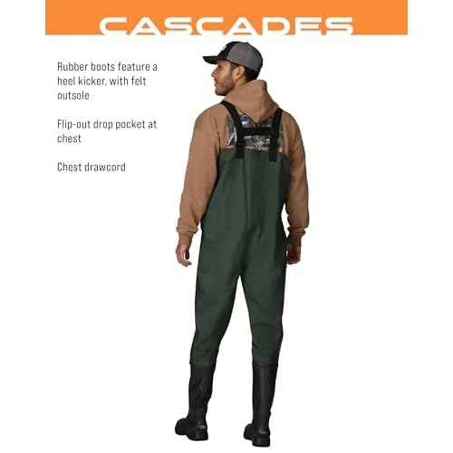 Cascades 2-ply Poly/Rubber Waterproof Fishing Bootfoot Chest Wader for Fishing