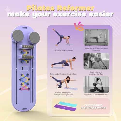 Pilates Board,7 in 1 Multifunctional Pilates Reformer Machine with Battery, Portable and Foldable Pilates Board Unisex Pilates Core Workout Equipment for Home Office Use