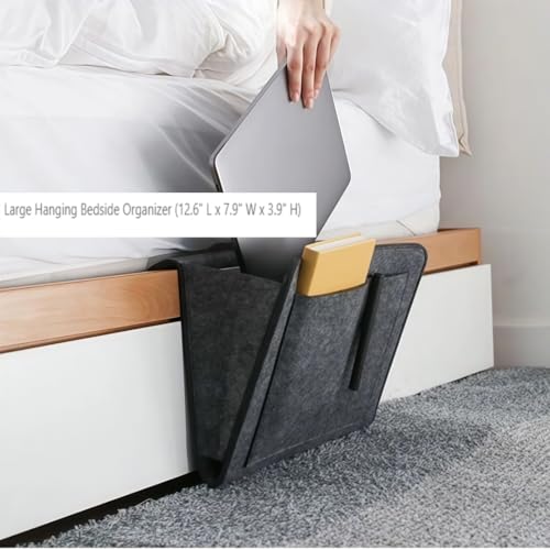 1PC Felt Hanging Storage Organizer Bag 6-Pocket Wall Mounted Holder for Remote Control Phone Tissue Bedside Sofa Caddy, Grey - color: Grey