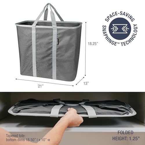 CleverMade Collapsible Laundry Caddy – Foldable Laundry Hamper & Tote, XXL 64L Pop-Up Laundry Basket with Handles, Space-Saving Laundry Organizer for Home & Travel, 2 Pack - Charcoal Gray - color: Charcoal Gray