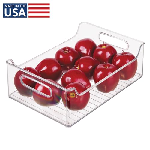iDesign Stackable Storage Bin with Handles for Pantry or Fridge, Clear, Made in USA - size: 14 x 10 x 5, style: Pack of 1