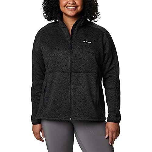 Columbia Womens Sweater Weather II Full Zip Fleece Jacket, Black Heather, Medium