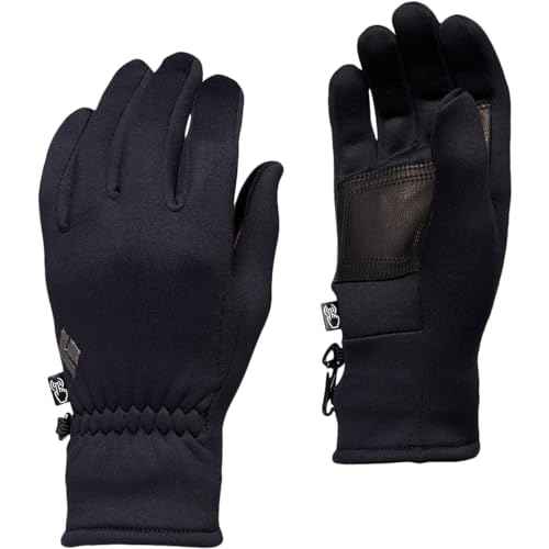 BLACK DIAMOND Heavyweight ScreenTap Liners | Touchscreen Gloves with Fleece & Suede Palm | Warm, Durable for Skiing & Hiking