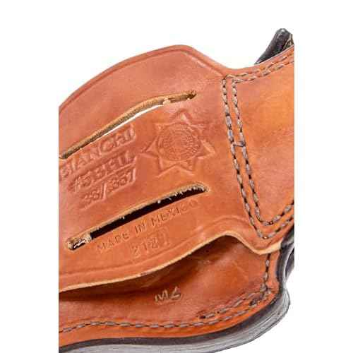 BIANCHI Model 5BHL Thumbsnap Suede Lined Belt Gun Holster - Revolver, Tan, Fits Ruger GP100 4IN, Right Hand