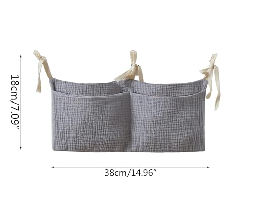 Bedside hanging bag for storing baby milk bottles and blankets - Baby diaper folding bed organizer bag - Gray - color: grey