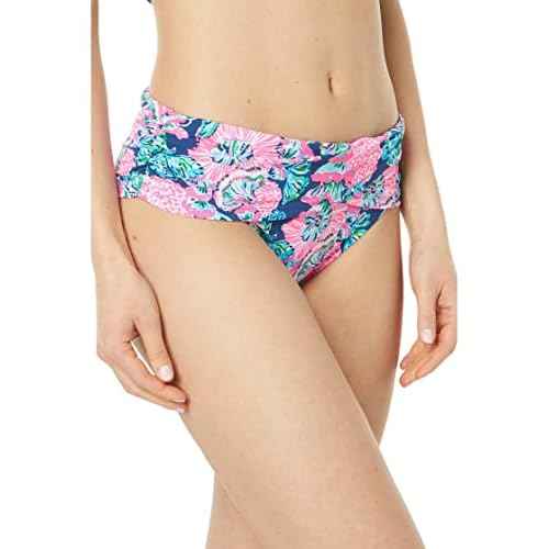 Lilly Pulitzer Lagoon Sarong Hipster Bottom for Women - Shirred Waistband with Moderate Coverage, Stylish Bikini Bottoms