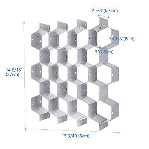 Poeland Drawer Divider Organizer DIY Plastic Grid Honeycomb Drawer Divider Gray 2 Pack - color: Gray(2pack)