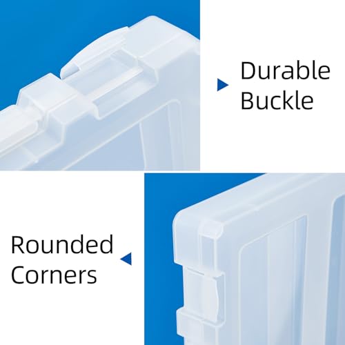 12 Pack A4 Paper Storage Boxes, 8.5 x 11 Plastic Portable Project Case for US letter Size and A4 paper, Plastic Multi-Purpose Thick Scrapbook Storage Box for Office - size: 14x0.6x1.6+12.6x9.5x1+9.5x6.7x0.8 inches