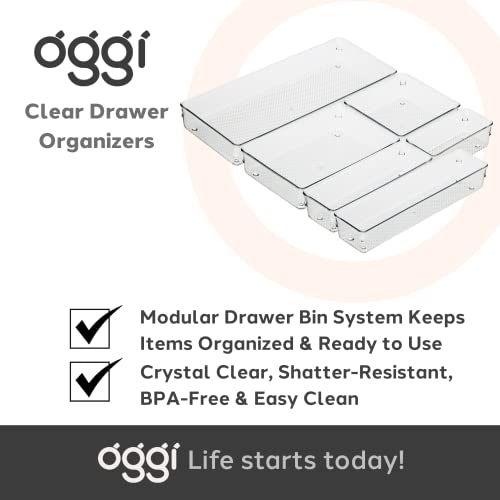 Oggi Clear Drawer Organizer - 3" X 6"- Ideal for Organizing Kitchen Drawers, Office, Desk, Silverware, Kitchen Utensils, Cosmetics and Bathrooms (Pack of 2) - size: 3" by 6" (Pack of 2)