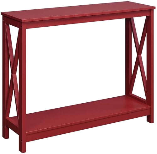 Convenience Concepts Oxford Console Table 39.5" - Sofa Table with Storage Shelf, Transitional Entryway Hall Table for Living Room and Bedroom, Display Foyer Table, Cranberry Red - color: Cranberry Red