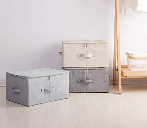 iwill CREATE PRO 3-Pack Beige Folding Storage Boxes with Zip Lid | Collapsible & Stackable Rigid Organizer Bins for Clothes, Blankets, Books - color: Beige, 3pcs