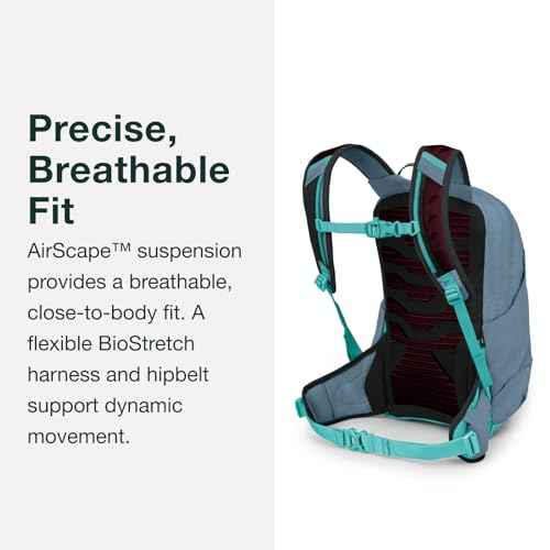Osprey Tempest Jr Girl's Lightweight Hiking Backpack - Kids Adventure Backpack for Travel & Camping, Tidal/Seafoam
