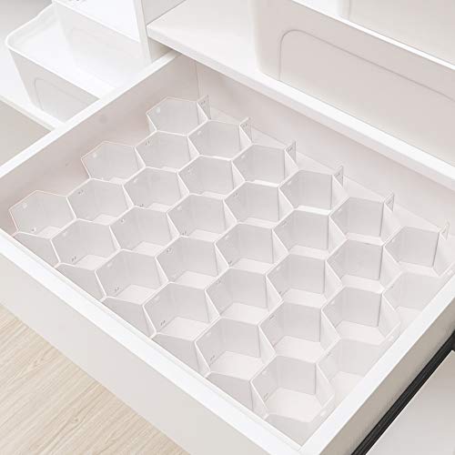 Poeland Drawer Divider Organizer 8pcs DIY Plastic Grid Honeycomb Drawer Divider White 2 Pack - color: White(2pack)
