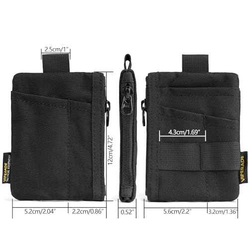 VIPERADE VE28 6-in-1 EDC Pouch, 500D Compact EDC Pocket Organizer, Molle Extension Tool Storage Bag, Small Coin Purse/Card Holder/Swiss Army Knife Pocket Pouch (Black)