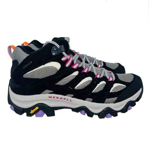 Merrell Women's Moab 3 Mid Waterproof Hiking Boot (Black/Orchid, US Footwear Size System, Adult, Women, Numeric 7)