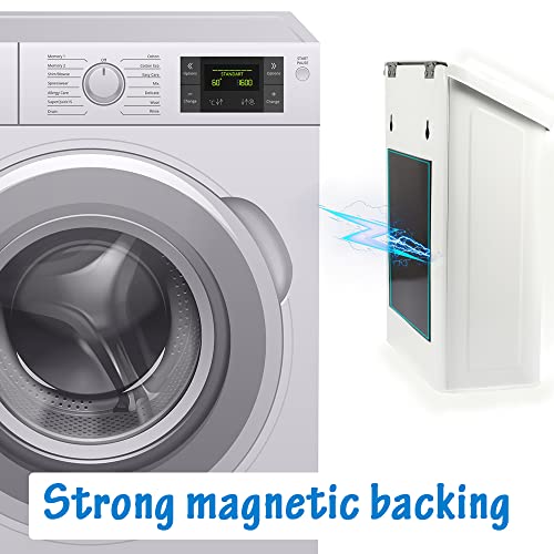 Picowe Magnetic Laundry Storage, Large Metal Lint Holder Bin with Lid for Laundry Room, Space-Saving Trash Container Hanging on Dryer, Washer or Wall Mount Trash Bin (White) - color: White