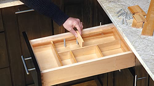 Rev-A-Shelf Customizable Drop-In Kitchen Drawer Organizer Kit for Large Utensils, Knick Knacks, & Cutlery Organization w/Adjusdable Clips, LD-4CT21-1 - size: Large