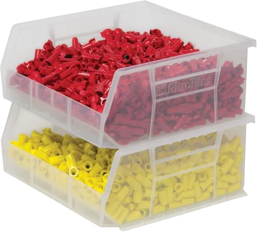 Akro-Mils 30235 AkroBins Plastic Storage Bins, Space-Saving Stackable Bins for Garage, Pantry, Craft Organization, 11" x 11" x 5", Clear, 6-Pack - color: Clear