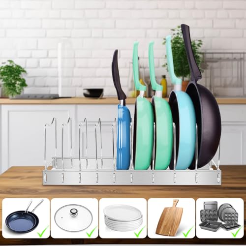Lid Organizer Pot Lid Organizer Detachable and Adjustable Pots and Pans Organizer for Kitchen Cabinet Storage for Pots and Pans, Cutting Boards, Cooking Utensils (1 pack) - size: 1 PACK