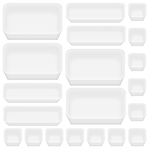 Poeland 20 Pcs Drawer Organizer Tray Storage Box for Bedroom Dresser Bathroom Kitchen, Frosted - size: 20pcs