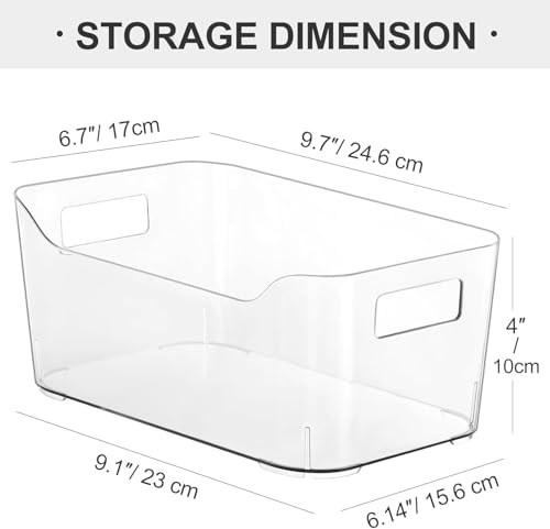 Heyuzb 8 Pack Plastic Organizer Bins and 20 Pcs Freezer Bags Multi-Use Pantry Organizers and Storage Clear Storage Bins for Organizing Kitchen, Fridge, Cabinet and Shelf - size: 8 Pack