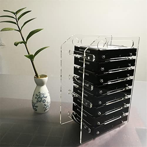 Hard Drive Bay Holder 3.5'' Multi-Layers Hard Disk Bracket HDD Mounting Bracket Kit, Transparent Mechanical Hard Disk Box Storage Organizer Case Rack with Cooling Fan Space (6 Layers) - style: 6 Layers