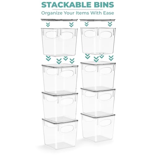Sorbus Small Clear Plastic Storage Bins With Lids - Stackable Organizers for Toys, Clothes, Medicine, Makeup, Closet, Art Supply, Bathroom, Shoes (8 Pack) - size: Small, style: 8 Pack