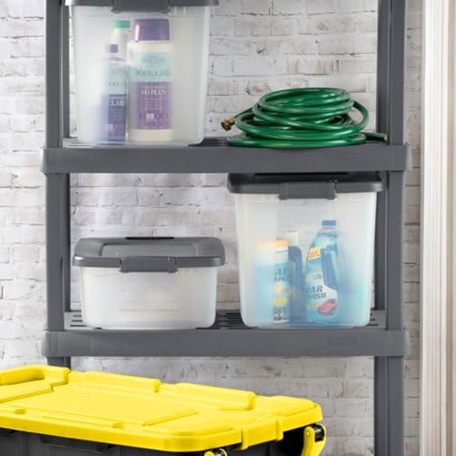 Sterilite 18-Pack Plastic Storage Bins w/ Lids, Shelf Totes Clear Containers, 25 Qt, Gray - size: 25 Quart Tote, style: 18 Pack