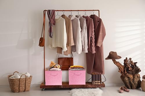 Simple Houseware 15 x 13 Inch Collapsible Fabric Storage Bin with Handles, 2 Pack, Pink - color: Pink