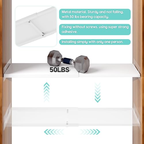 2Pack Adjustable Closet Shelves Organizer, Shelves for Closet Organization, Expandable Tension Shelf Storage Rack for Cabinet Wardrobe Cupboard Kitchen Bathroom - size: 2Pack/Normal, Small, W7.87" x L(17 "~ 31.5")