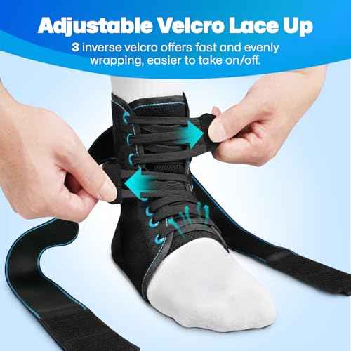 Lace Up Ankle Brace for Women Men, Ankle Support for Sprained Ankle, Plantar Fasciitis Brace Ankles Stabilizer Wrap for Basketball, Volleyball, Sports, Injury Recovery, M