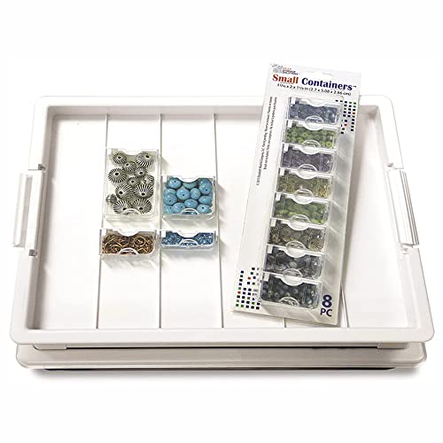 Elizabeth Ward Bead Storage Solutions Plastic Organizer Tray with Clear Snap Shut Lid for Sorting Craft Supplies, Fasteners, Crystals, and More - style: 2-Piece