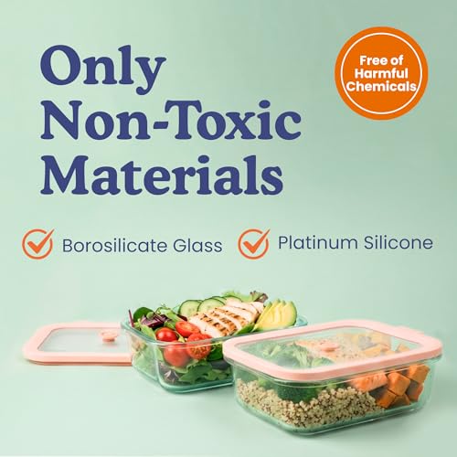 Ziruma Non-Toxic 4 Pack - Glass Food Storage Containers With Lids – Plastic Free, Airtight Meal Prep Containers, Multi-Size (12, 21, 35, 50 Oz), Microwave & Freezer Safe - size: Multi-Size