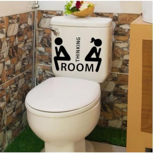 Thinking Toilet Decals Wall Decor, Funny Removable Thinking Room Ladies Gents Stickers Mural for Washroom Bathroom Wc Sign Home Decoration