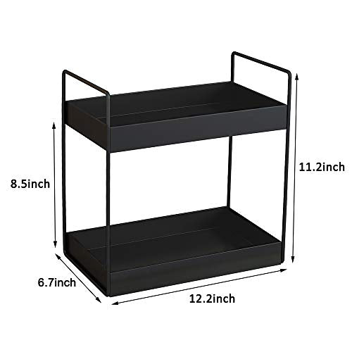 2 Tier Bathroom Counter Organizer, Standing Vanity Organizer Shelf for Bathroom Storage Organization, Countertop Skincare Makeup Organizers Holder, Black