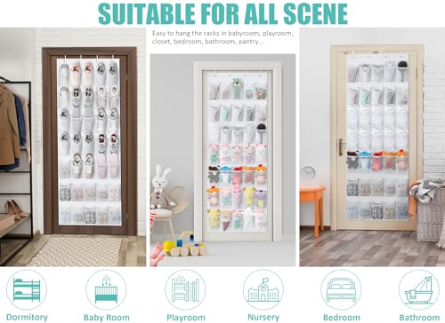 Tiblue Over The Door Shoe Organizer 35 Mesh Pockets Hanging Shoe Organizer Shoe Rack For Door Closet Entryway Bedroom Pantry Organizer - Shoe Holder Hanger For Sneakers, Women High Heeled Shoes White