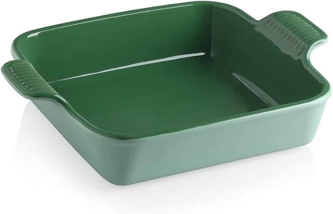 Sweejar Ceramic Baking Dish, Rectangular Small Baking Pan with Double Handles, Brownie, Kitchen, 6.5 x 4.9 x 1.8 Inches(White)