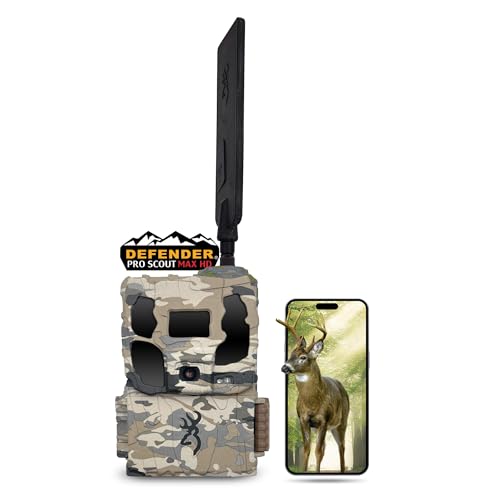 Browning Trail Cameras Defender Pro Scout Max HD 24MP Dual SIM Cellular Trail Camera - Ultra High Gain Antenna, Smart Infrared Video, 100' Detection Range & Smartphone App Compatibility (OVIX Camo)