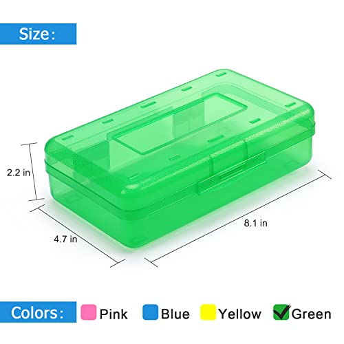 Tamaki 1 Pack Plastic Pencil Box Large Capacity Pencil Boxes Clear Boxes with Snap-tight Lid Stackable Design and Stylish Office Supplies Storage Organizer Box, Green - color: Green