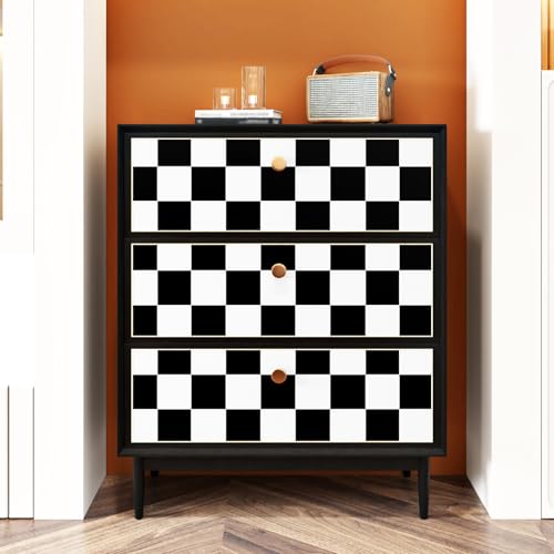 Wallercity Checkered Peel and Stick Wallpaper for Kitchen Countertops Waterproof Black and White Mosaic Contact Paper for Cabinets Tables Vinyl Self Adhesive Lattice Wallpapers for Walls 15.8''x78.7''