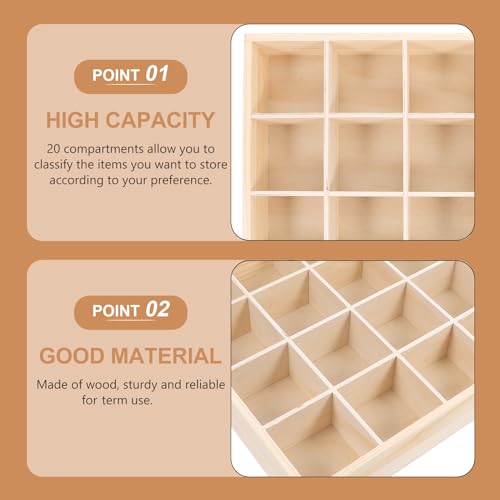 Ciieeo Wooden Drawer Organizer Box 13.38X10.62X1.96In Multi-Compartment Storage Divider for Socks Underwear Keys Home Closet Organization