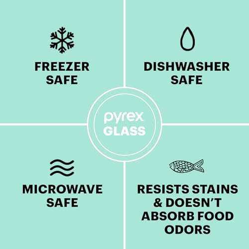 Pyrex Simply Store Glass Food Storage Container, Snug Fit Non-Toxic Plastic BPA-Free Lids, Freezer Dishwasher Microwave Safe, 11 Cup - size: 11 Cup
