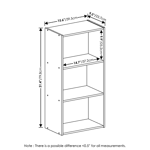 Furinno Luder 3-Tier Open Shelf Bookcase, Green/White - color: White/Green, size: 3-Tier, 9.3 x 16 x 31.4