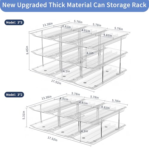Jsyrjing Can Organizer for Pantry, Modular 3-Tier Can Dispenser, Flexible Combination Design, Clear Extra-Thick Durable Storage Rack for 36 Cans, Stackable for Cabinet, Pantry, Fridge, Countertop - size: 3*3