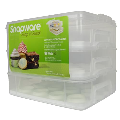 Snapware (2-Layer, 24 Cupcakes Plastic Detachable Cupcake Carrier Storage Container With Lid and Handle, Freezer Dishwasher Microwave Safe - size: 14.25" L x 10.5" W